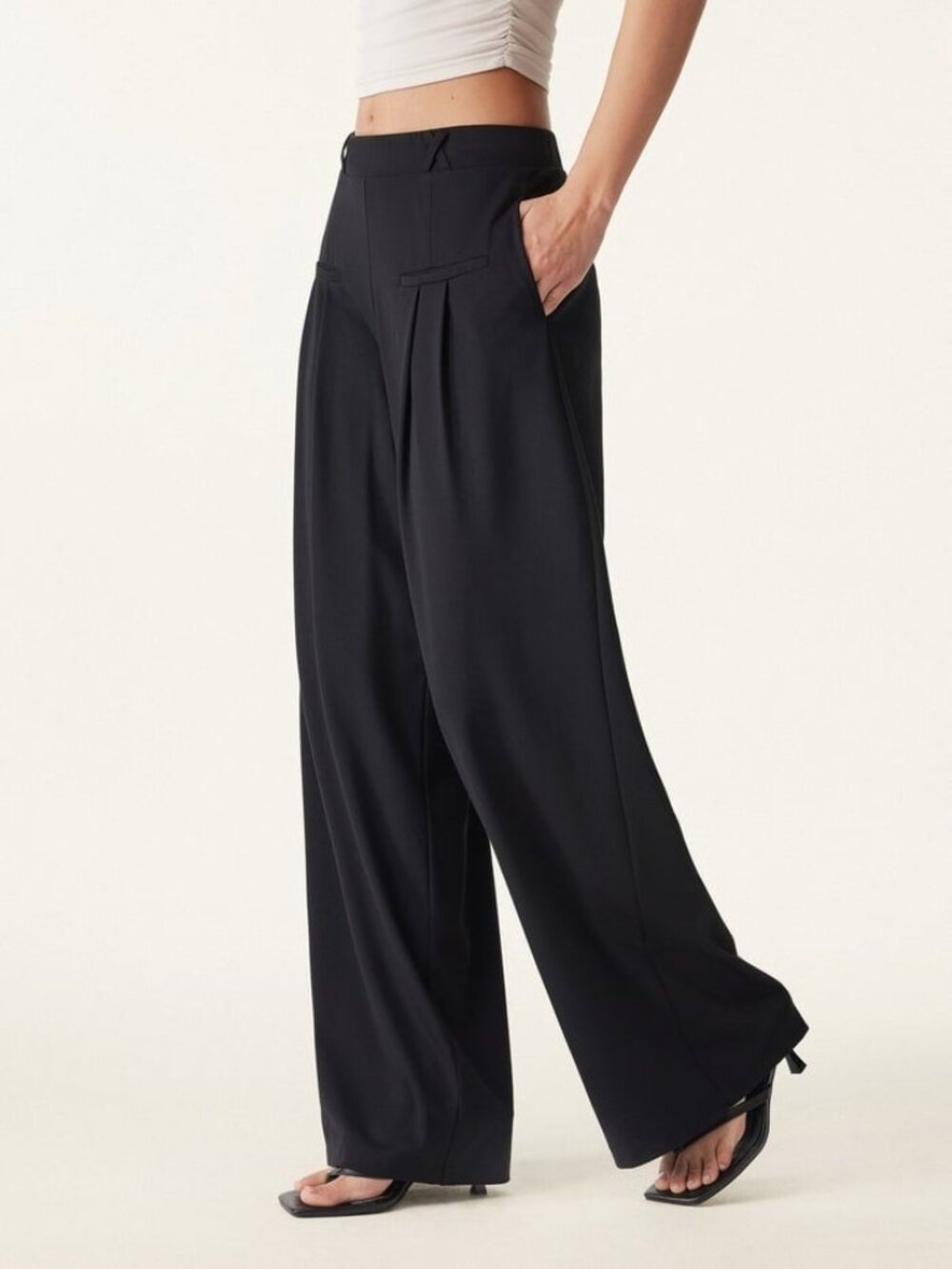 OGL Drapey Bamboo Ponte Mid Rise Wide Leg Trouser with Pockets OGLmove Size XL